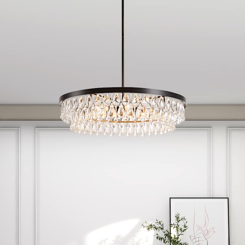 Viviana Crystal 6-light Chandelier - Antique Black