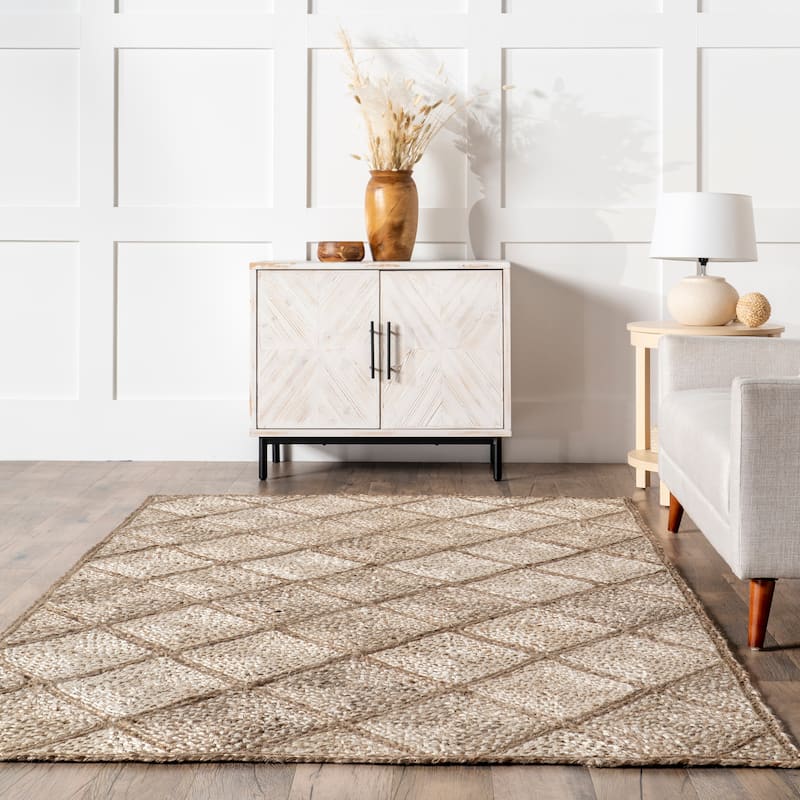 Nuloom Meja Moroccan Lattice Jute Area Rug
