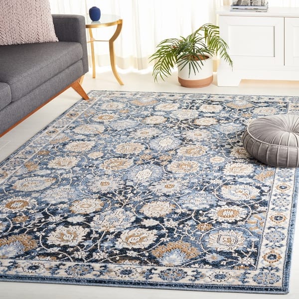 slide 2 of 14, SAFAVIEH Rosewood Evantia Traditional Rug 4' x 6' - Ivory/Blue - Rectangle