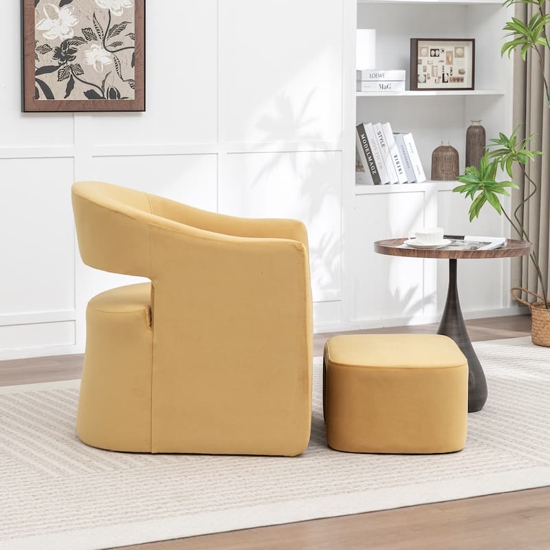 SEYNAR Modern Glam Velvet Accent Armchair Open Back with Ottoman
