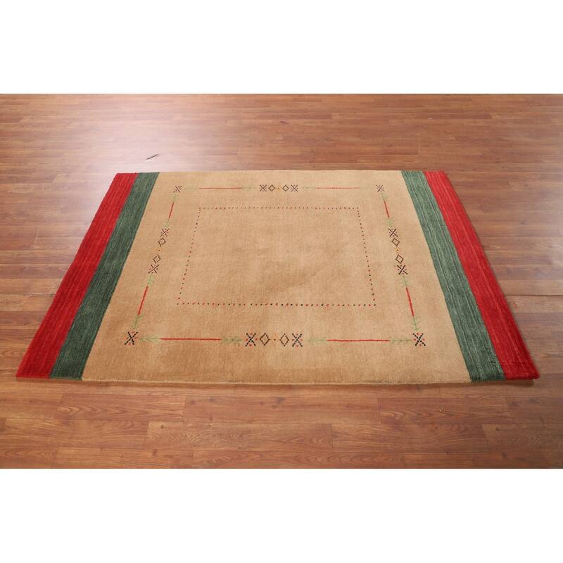 Striped Gabbeh Indian Foyer Rug Handmade Wool Carpet - 3'11"x 5'7"