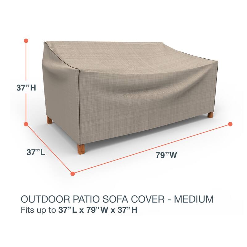 Budge StormBlock™ Mojave Black Ivory Patio Sofa Cover Multiple Sizes - Medium - 37"H x 79"W x 37"Deep
