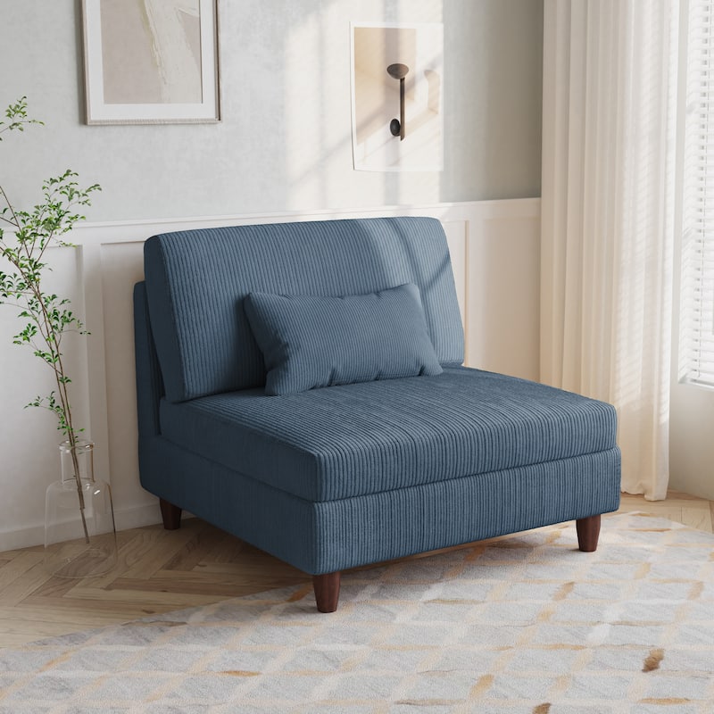 Corduroy Accent Chair with Ottoman Modular Couch Sectional Sofa