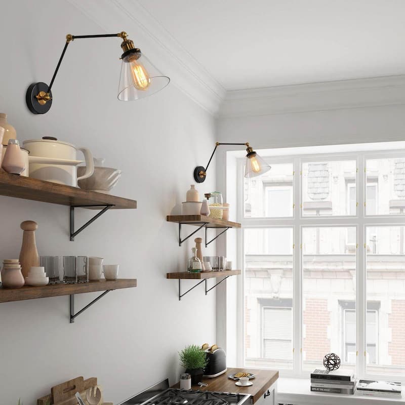 Carbon Loft Modern Industrial Plug-in Wall Lamp Swing Arm Sconce - 20" x 7.25 "x 14"
