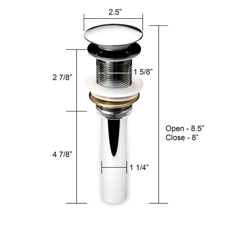 Luxier DS01-T Bathroom Sink Push Pop-Up Drain Stopper with No Overflow