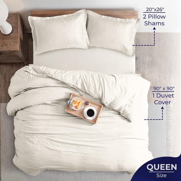 dimension image slide 4 of 20, 100% Cotton Sateen Weave Solid Duvet Cover Set - Includes 1 Duvet Cover & 2 Pillow Sham Set