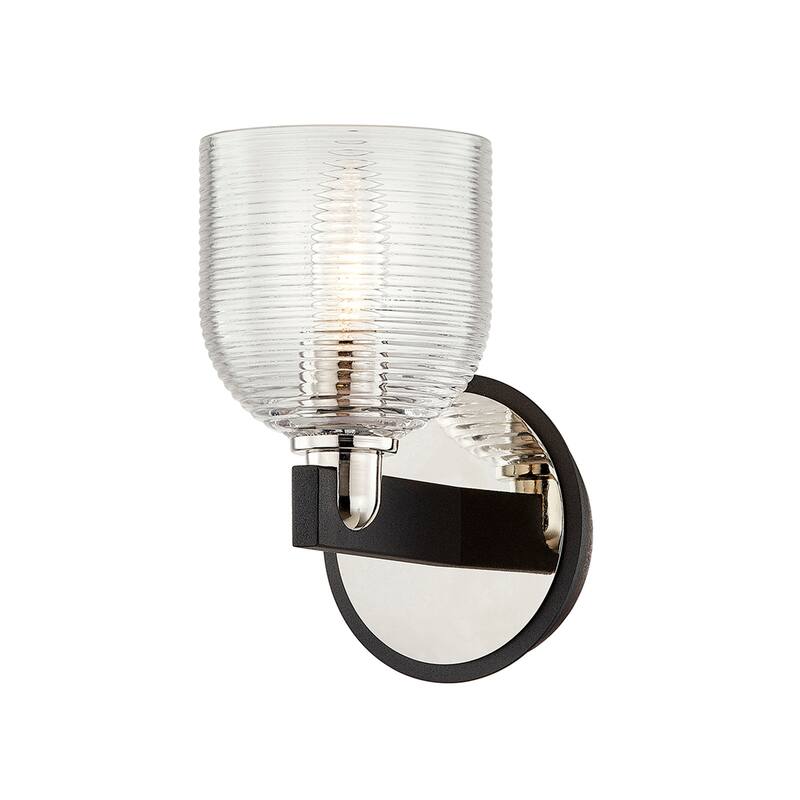 Munich Carbide Black and Nickel Vanity Light w/ Ribbed Glass Shades