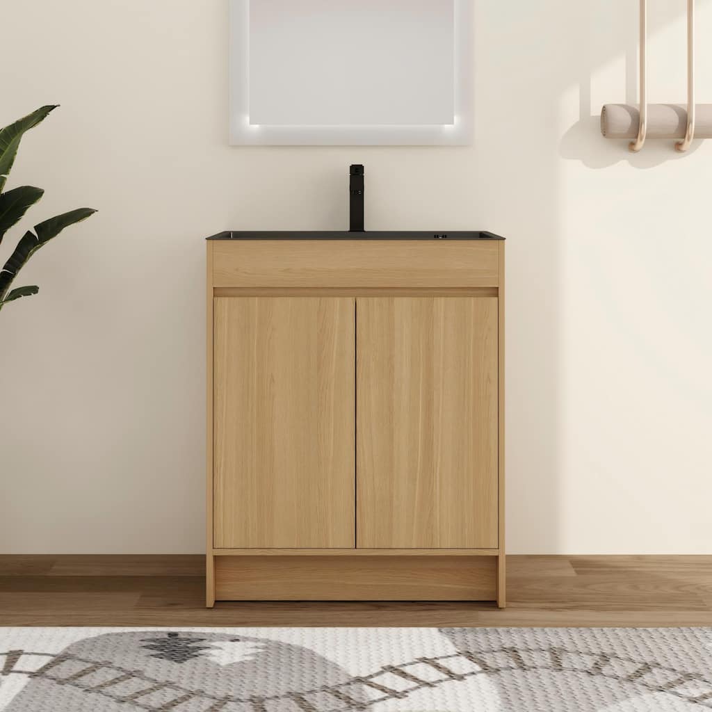 Malwee 28" FreeStanding Bathroom Vanity with Stainless Steel Sink, Floor Stand Bathroom Vanity with Flexible Drain Pipe