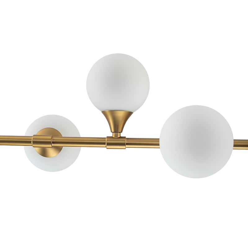 8-Light Modern Sputnik Linear Cluster Frosted Glass Globe Chandelier for Dining Room - W 51.18"