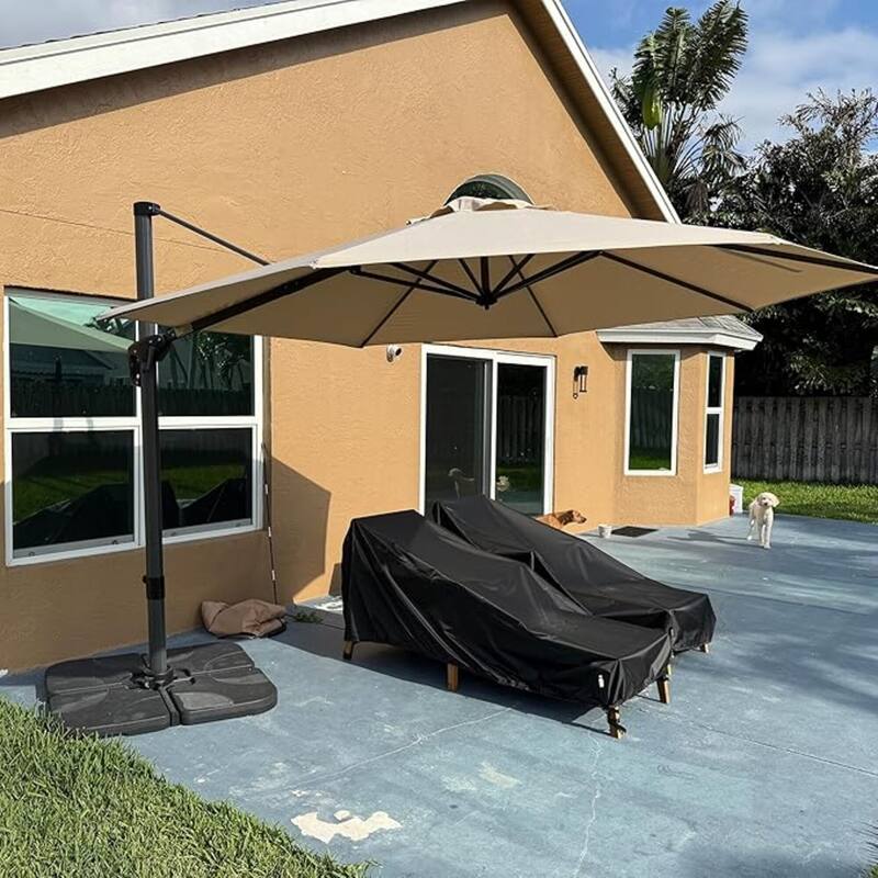 PURPLE LEAF 8 ft Square 360 Degree Rotation Patio Cantilever Umbrella