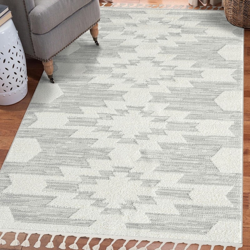 Luxe Weavers Geometric South Western Area Rug, Carpet with Fringe