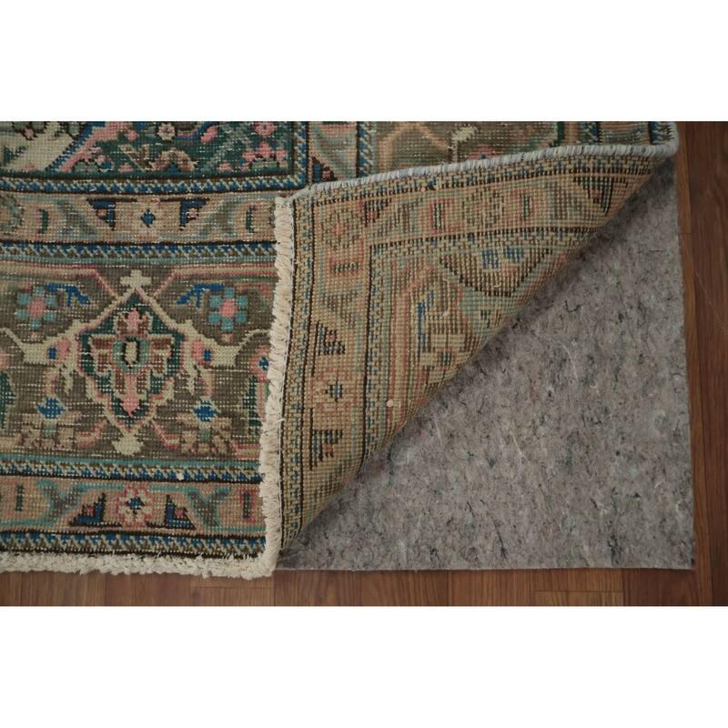 Hand Knotted Oriental 100% Wool Carpet Traditional Medallion Pink Tabriz Area Rug - 9' 4'' X 6' 4''