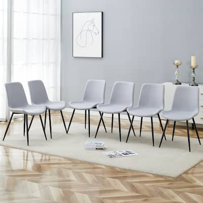 6 Piece Linen Cotton Dining Chair Set with Widened Seat Cushions, Non Slip Feet for Dining Room Kitchen Bedroom Living Room