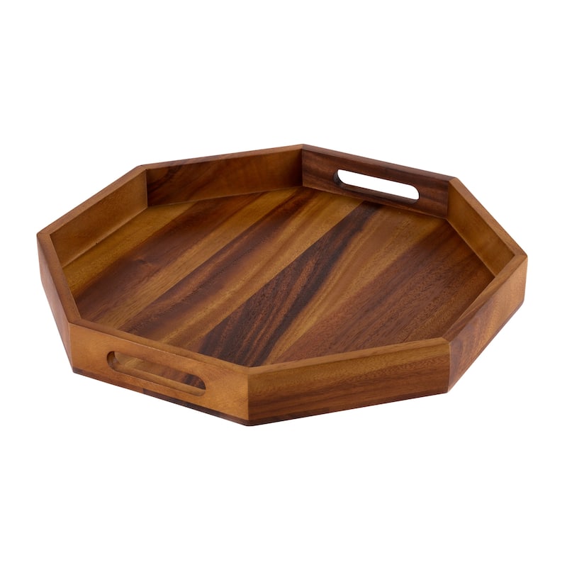 Octagon Serving Tray - 13" - Solid Bottom - Brown