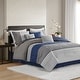 preview thumbnail 3 of 11, Madison Park Jenson 7 Piece Color Block Stripe Comforter Set with Throw Pillows