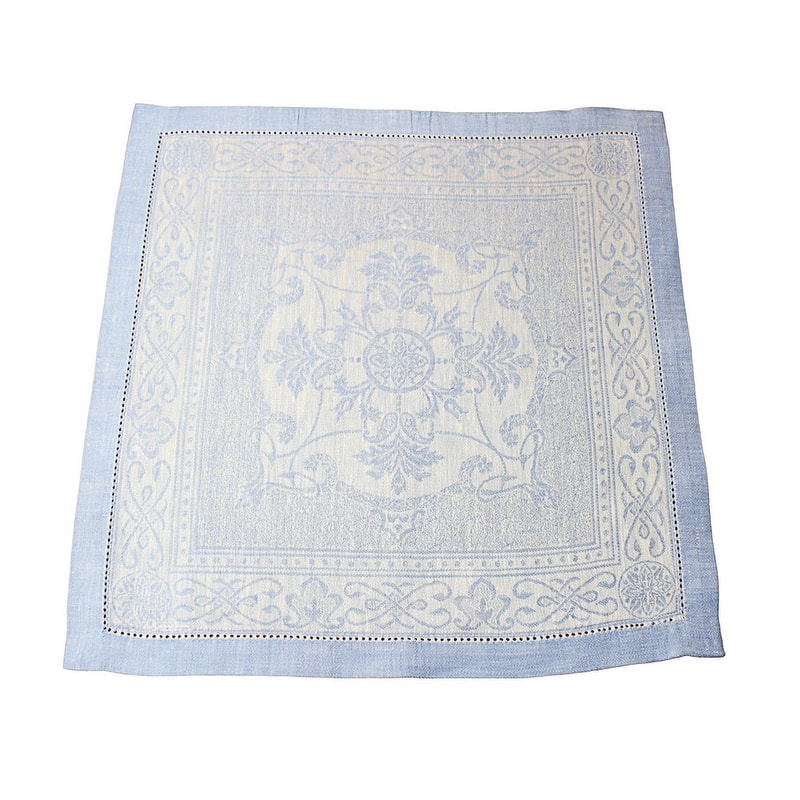 French Home Linen Set of 6 Astra Napkins - Ivory and Light Blue