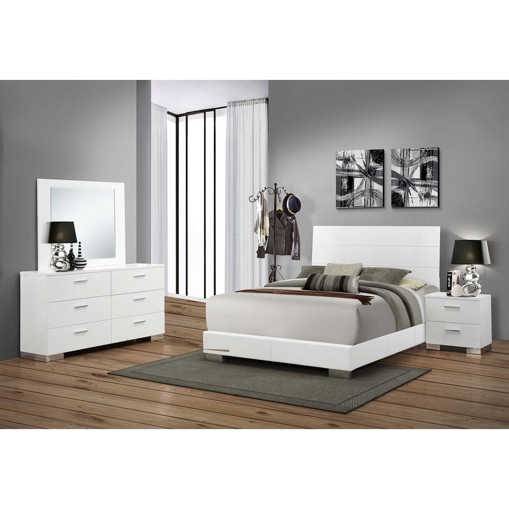 Felicity Glam Panel Bedroom Set Glossy White