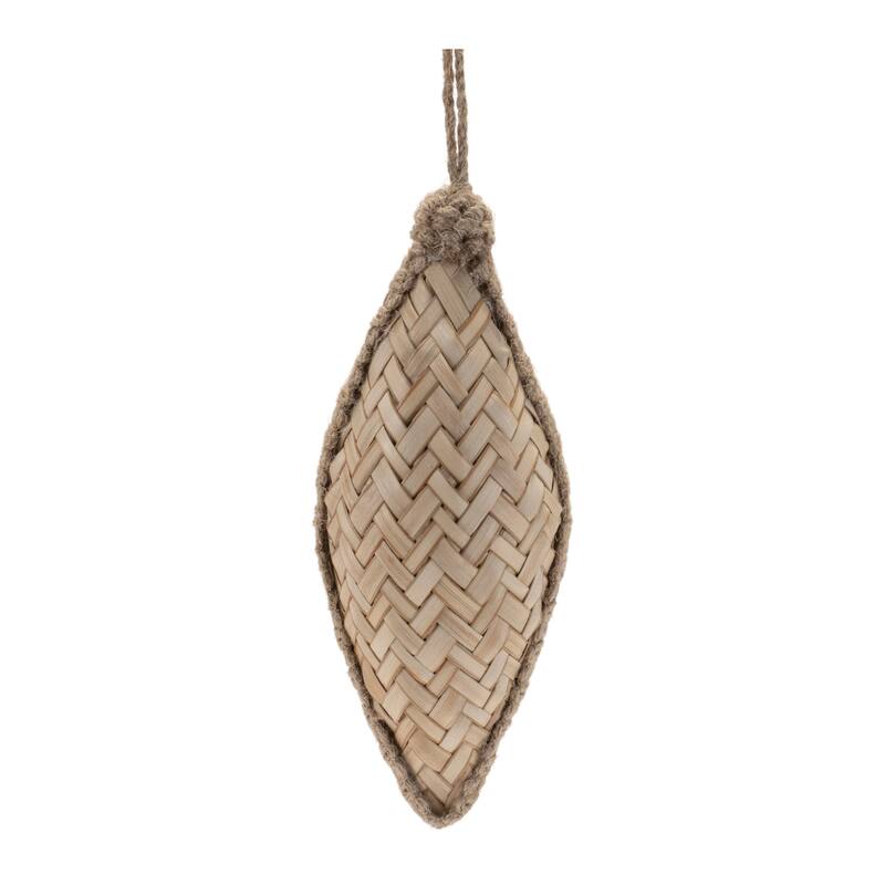 Set of 6 Brown Rustic Wicker Christmas Ornaments with Jute Rope Hangers for Farmhouse Holiday Decor - 4.25”L x 4”W x 4.25”H