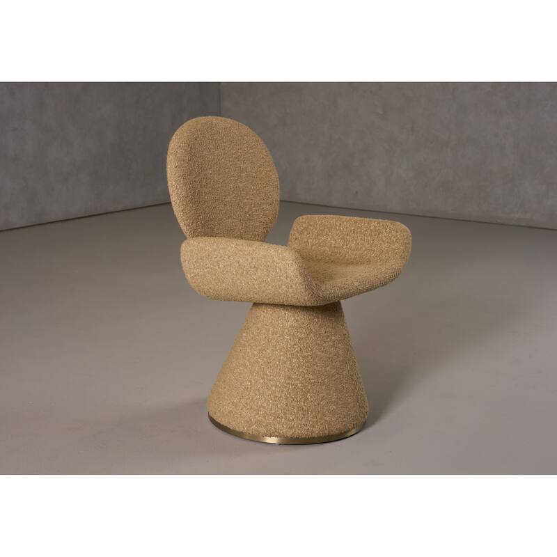 Modrest Neptune Contemporary Beige Fabric & Brushed Brass Dining Chair