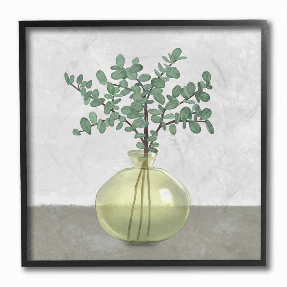 Stupell Plant In Vase Grey Neutral Design Framed Giclee Art Design By Ziwei Li