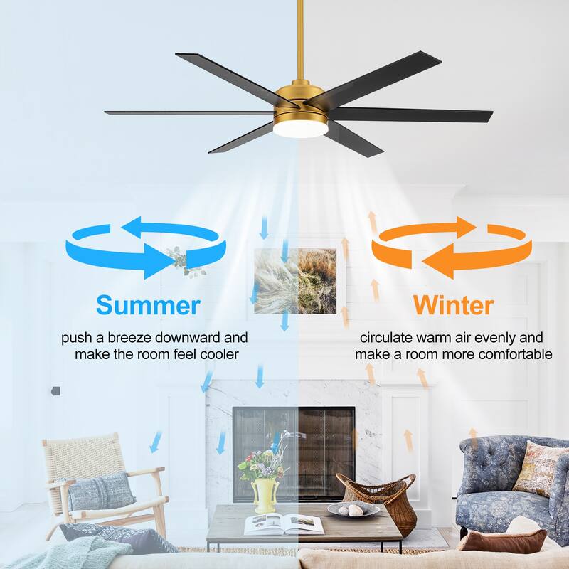65-in Black Color-changing Integrated LED Indoor Ceiling Fan with Light and Remote (6-Blade)