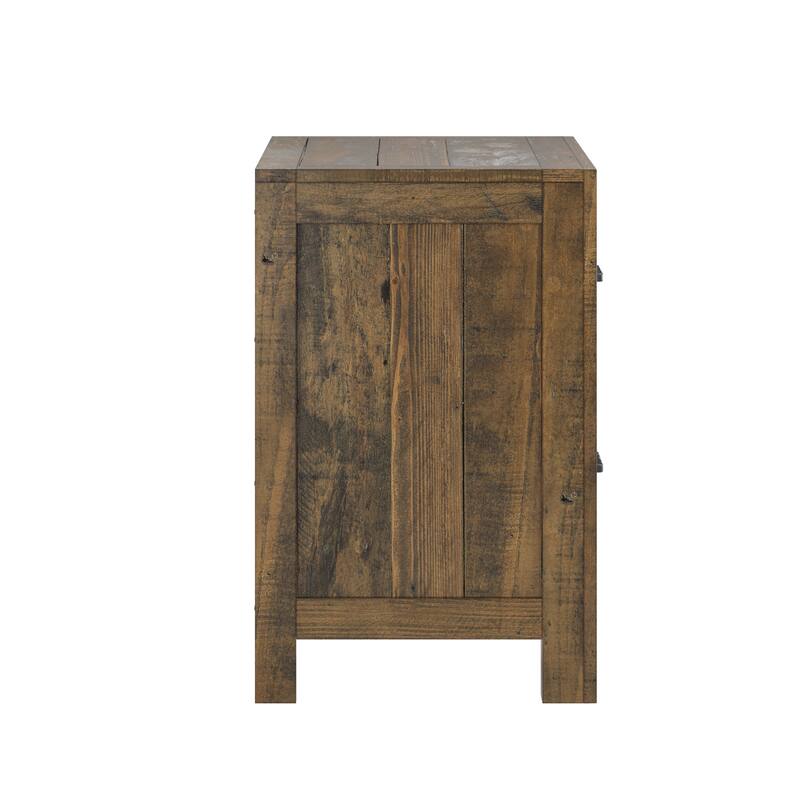 Rustic Brown 2-Drawer Nightstand with Easy Assembly