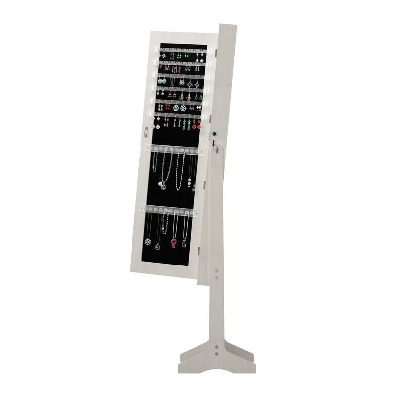 Standing Full Length Mirror Jewelry Cabinet Armoires, Lockable Storage Cabinet