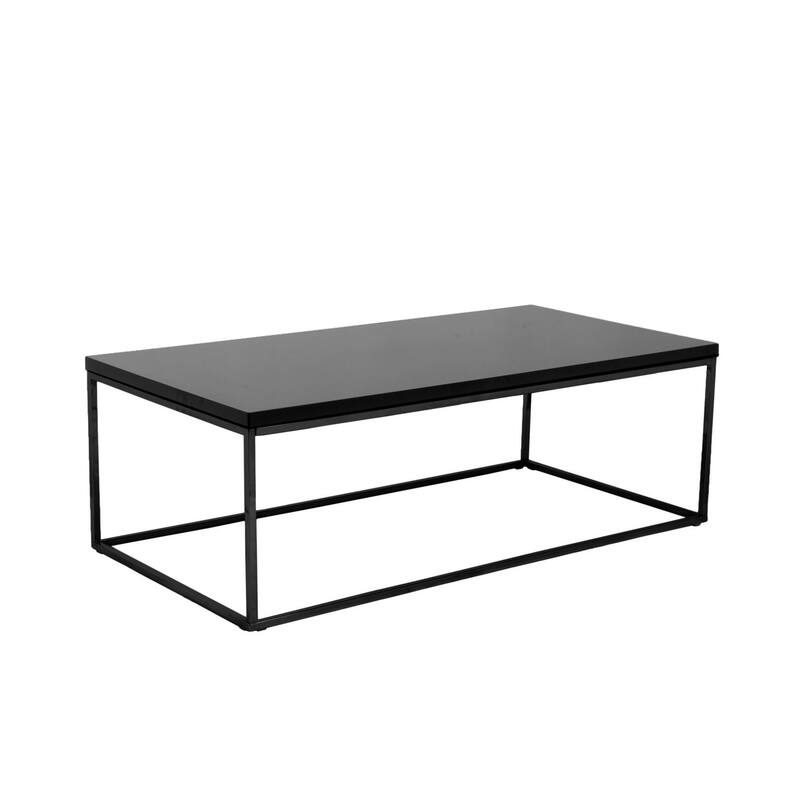 HomeRoots 47" Black Wood And Metal Frame Coffee Table
