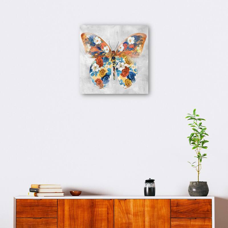 Papillon Fleurs I By Studio Arts Canvas Art Print