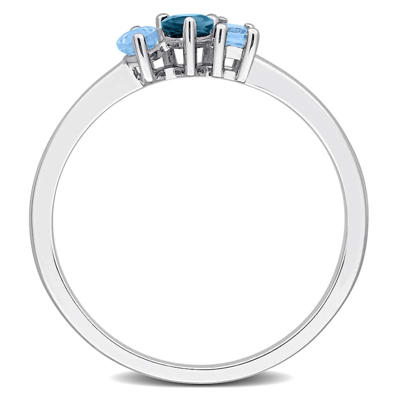 Miadora Multi-Gem Three Stone Ring Sterling Silver