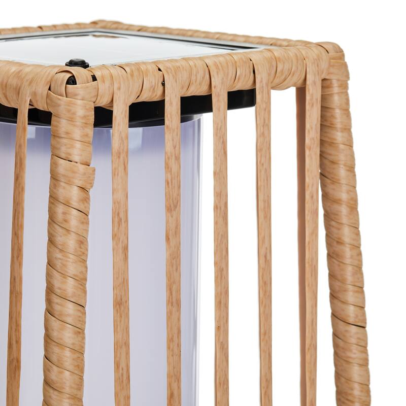 Solar Floor Lantern Outdoor Wicker Rattan Patio Light Vertical 7"x27"