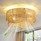 preview thumbnail 21 of 26, 20'' Boho Caged Ceiling Fan With Fabric Shades, Light Kit And Remote Control 19.69'' - Tan/Sand Gold - Hardwired/Remote