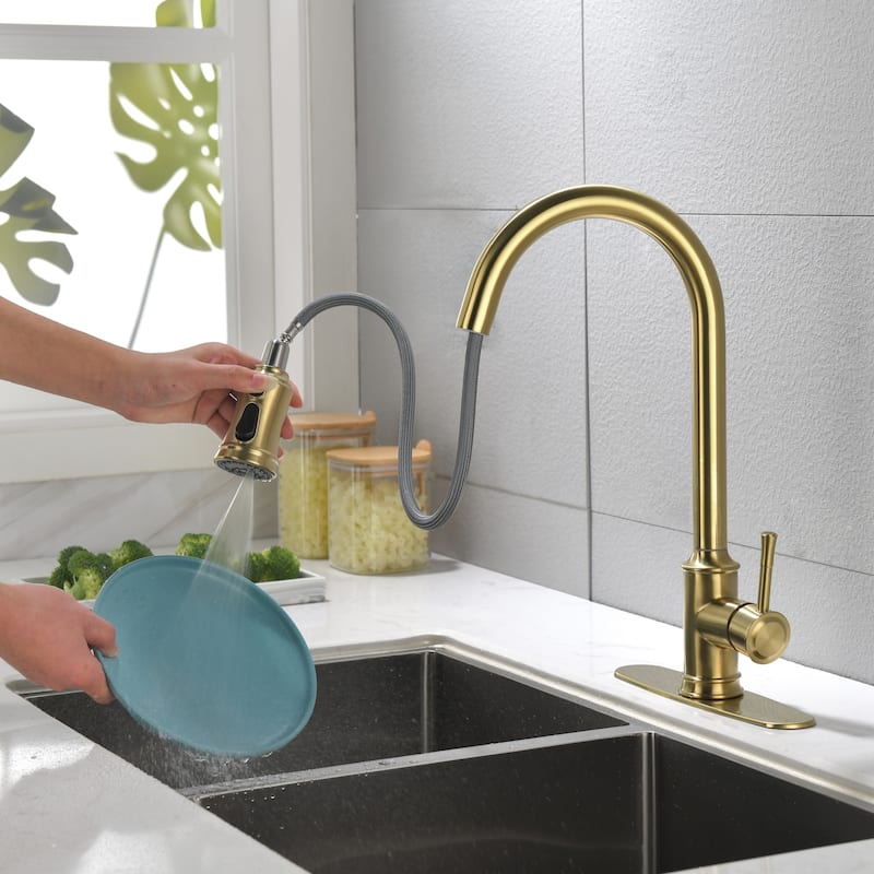 High Arc Stainless Steel Kitchen Faucet with Pull Down Sprayer