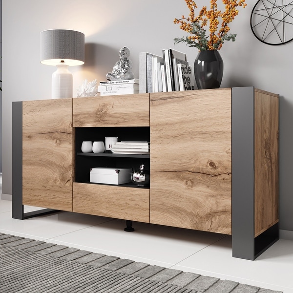 Woody Modern 64.5-inch Sideboard Buffet. Opens flyout.