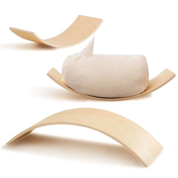 Wooden Wobble Balance Board with a Bean Bag for Kids and Adults