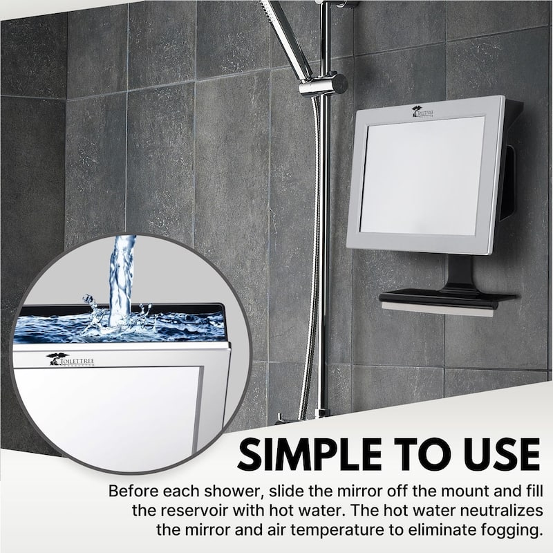 ToiletTree Products Fogless Shower Mirror with Squeegee - Bathroom Fogless Mirror for Shaving, Makeup, and Grooming