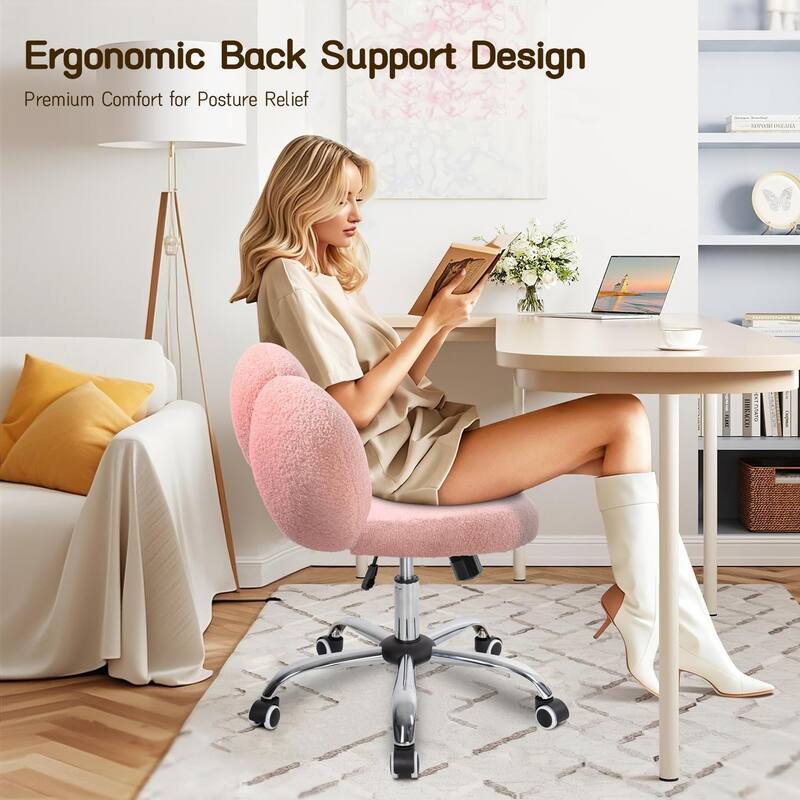 BOSSIN Cloud-Shaped Vanity Chair - Adjustable Swivel Desk Chair with Casters, Office chair for Bedroom, Office & Living Room