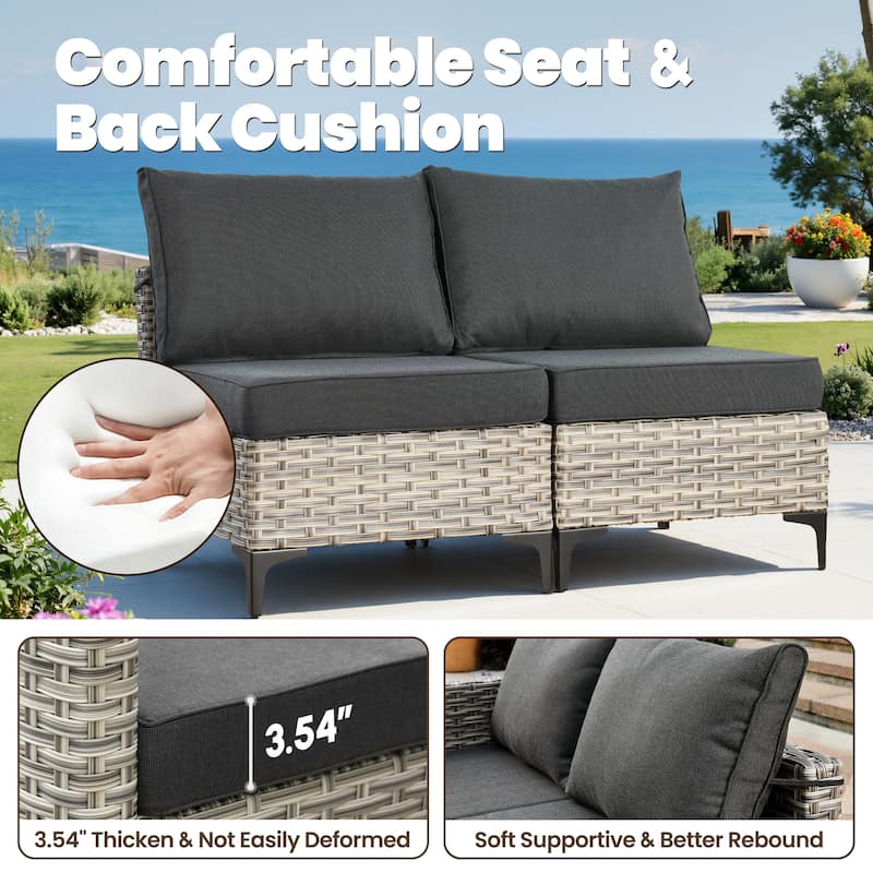 HOOOWOOO 7-piece Rattan Patio Furniture Sectional Set