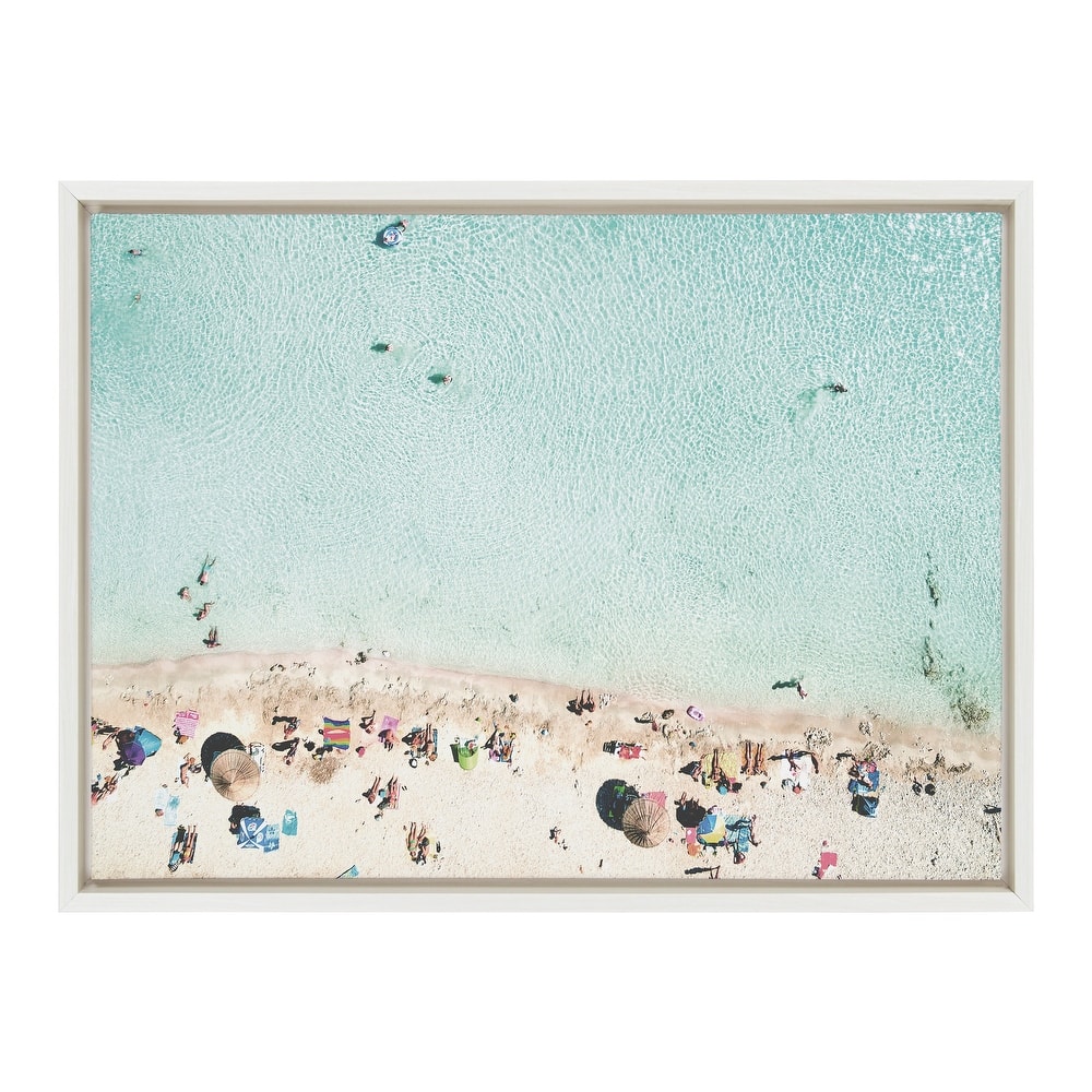 DesignOvation Sylvie Beach From Above Framed Canvas by Amy Peterson