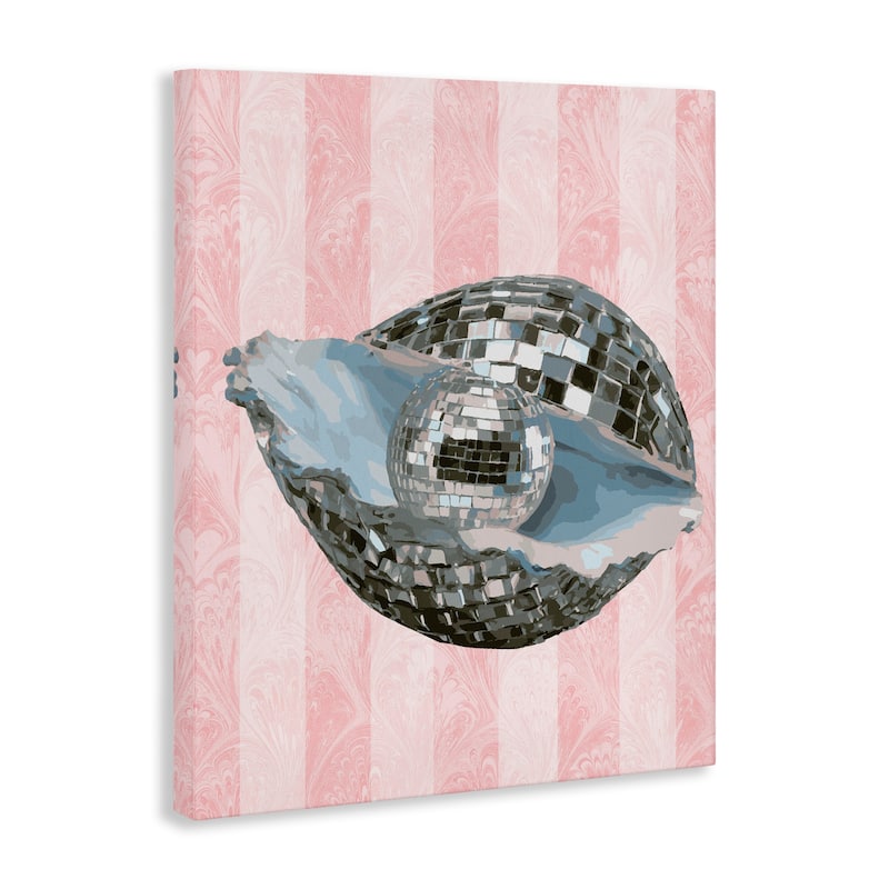 Stupell Disco Oyster on Stripes Canvas Wall Art Design By Lil' Rue