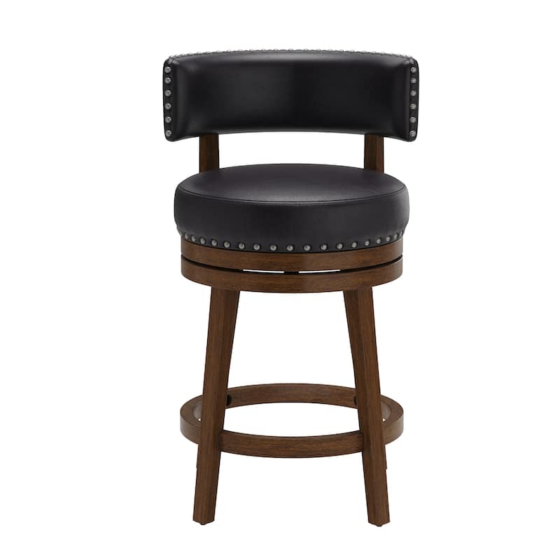 Modern Velvet Swivel Bar Stool - 25" or 30" Counter Height with Adjustable Footrest & Walnut Base, for Kitchen Islands