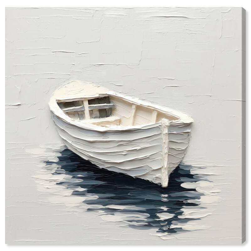 Wynwood Studio Canvas Transportation Rowing Boat II White and Cream White Nautical & Coastal Wall Art Canvas Print
