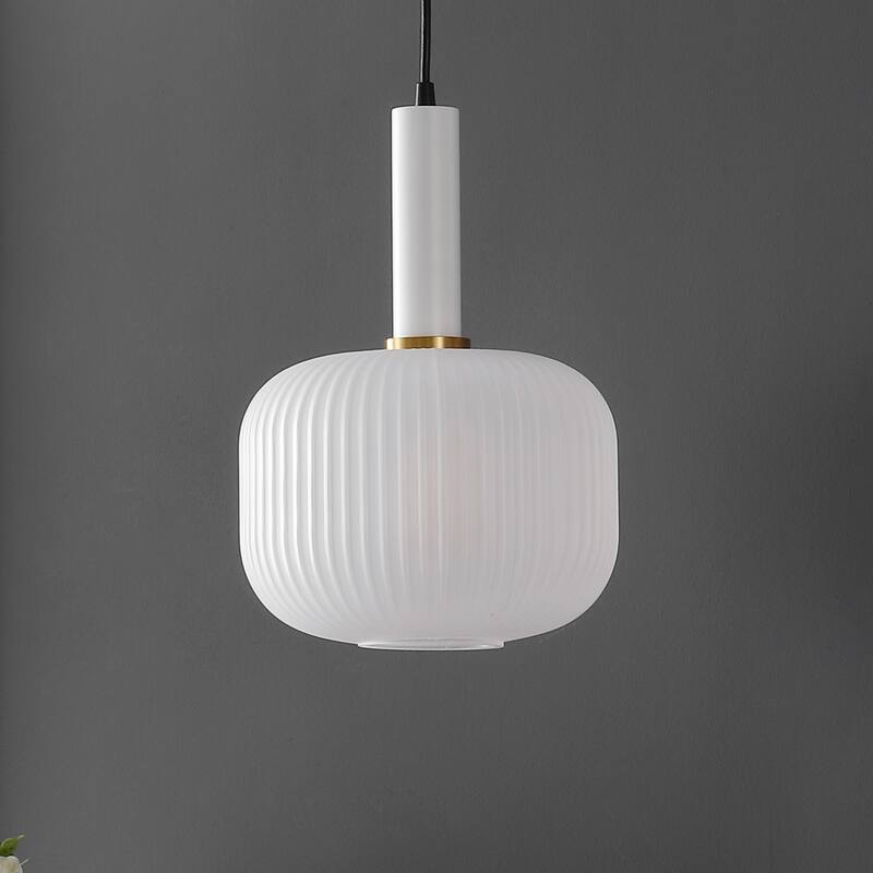 SAFAVIEH Dortje 10-inch Pendant Light - 10 In. W x 10 In. D x 17-76 In. H - White/Black - 10Wx10Dx76H