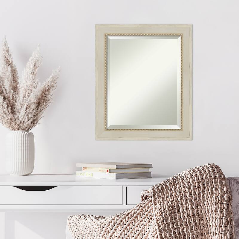 Beveled Wood Wall Mirror - Parthenon Cream Frame - Parthenon Cream