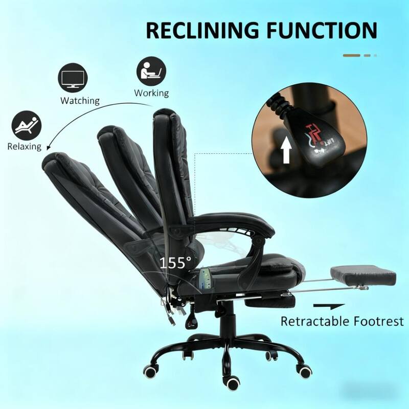 Massaging Office Desk Chair, Massage Office Chair High Back with Lumbar Support, Footrest
