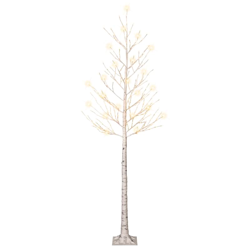 Puleo International 8 ft. Pre-Lit White Artificial Twig Tree - White
