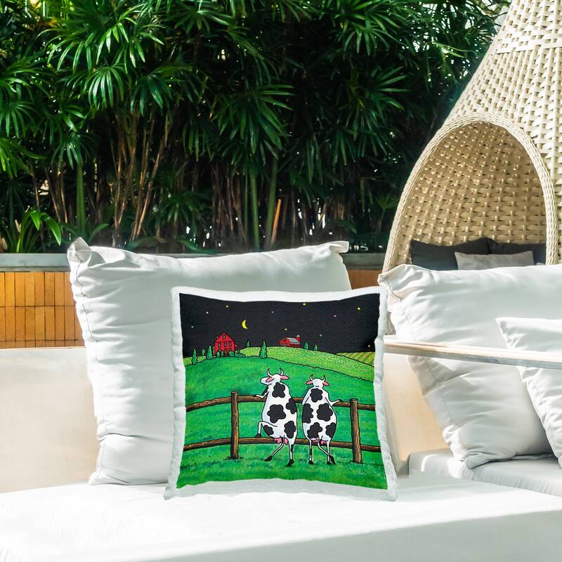 Stupell Girls Night Out Cows Printed Outdoor Throw Pillow Design by Roger Straub