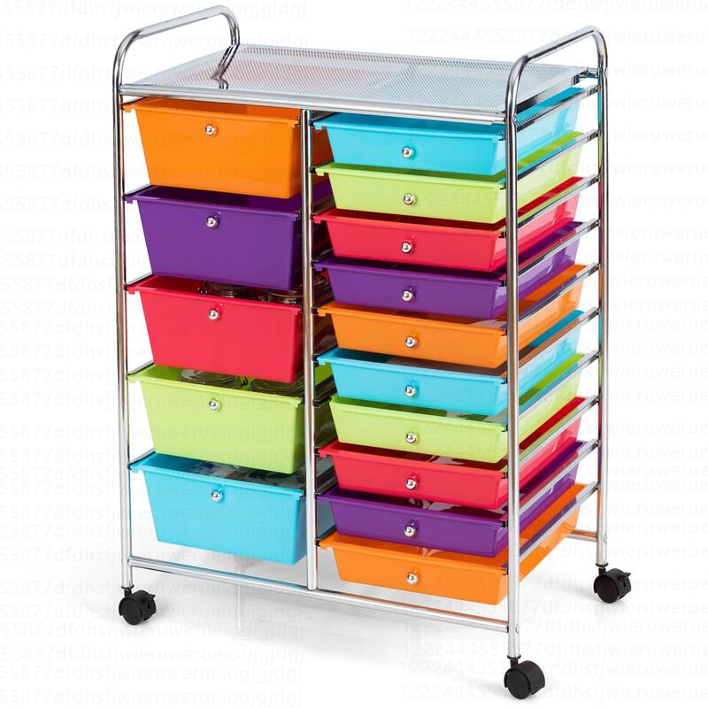 Costway 15 Drawer Rolling Storage Cart Tools Scrapbook Paper Office - See Details