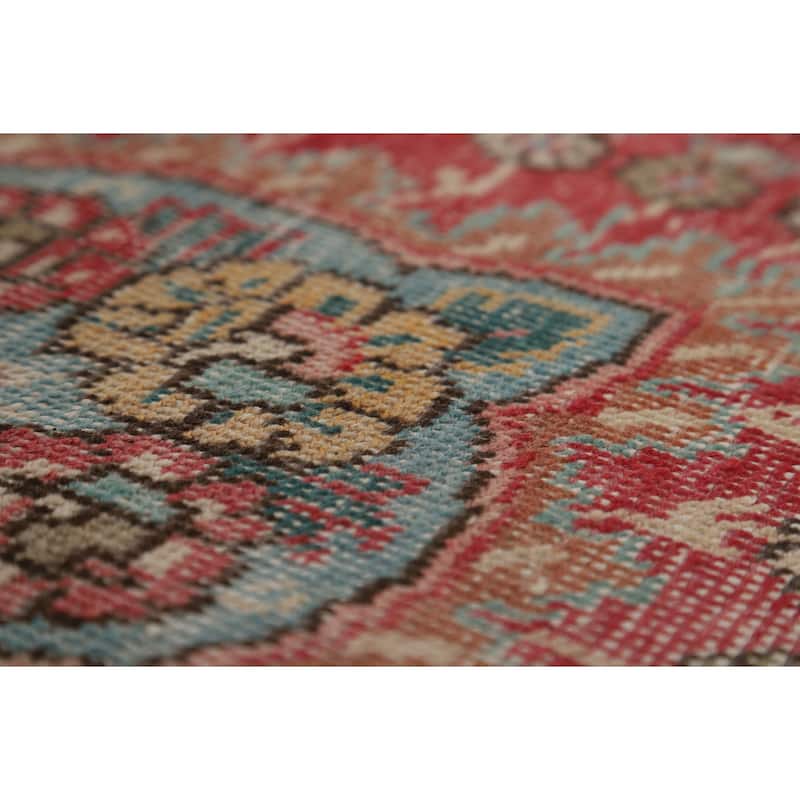 Tabriz Persian Vintage Rug Hand-Knotted Pink Traditional Wool Carpet - 6'9" x 10'3"