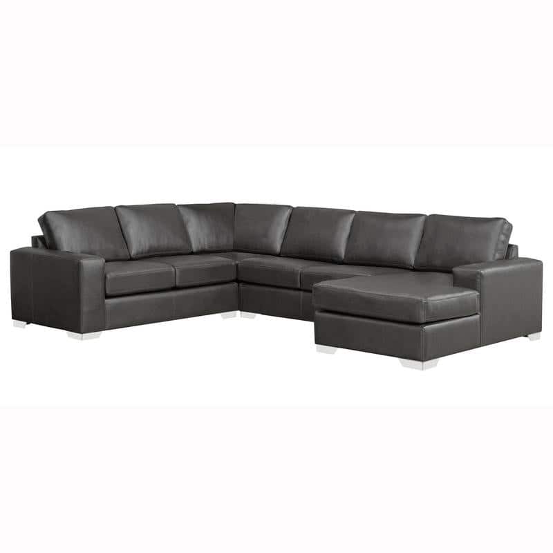 Mitchell Modern Premium Top Grain Italian Leather Sectional Sofa - Dark Grey